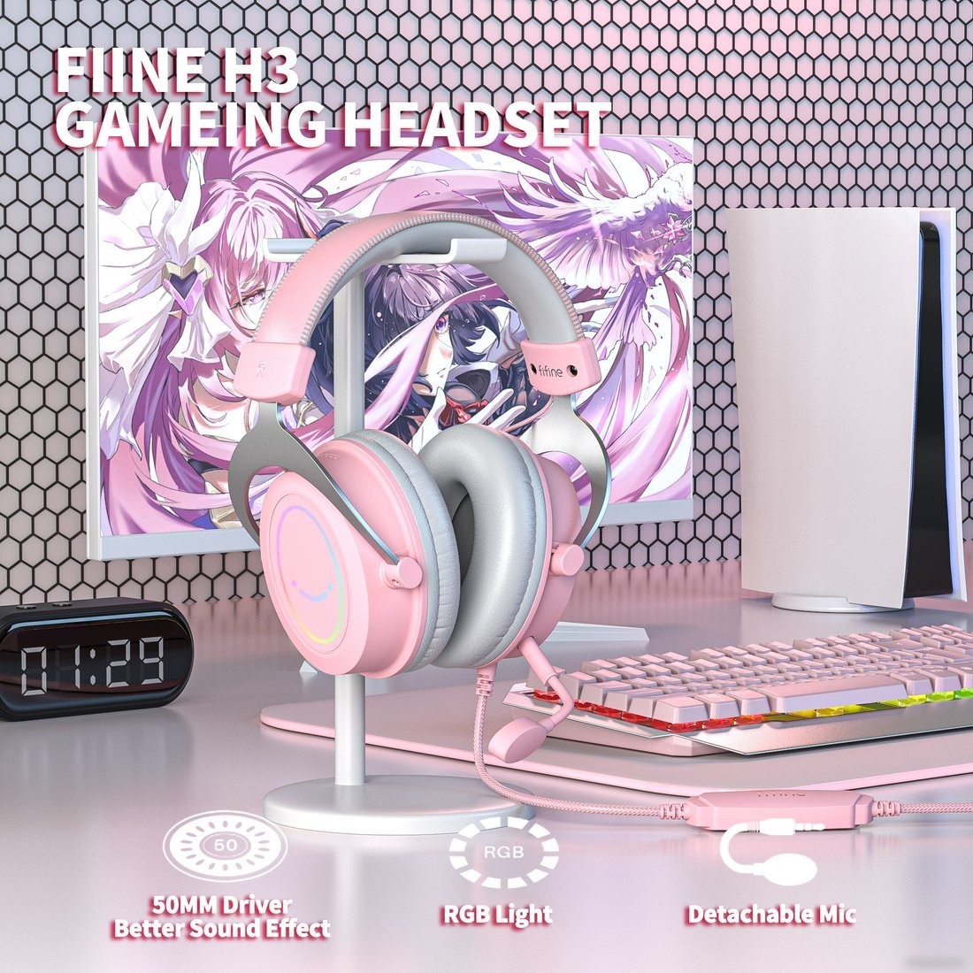Наушники FIFINE H3 (розовый)
