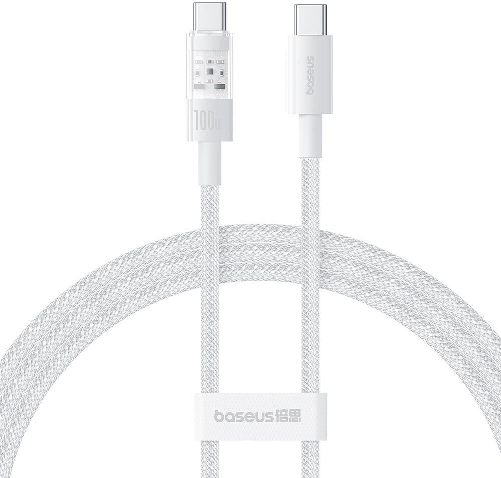 Кабель Baseus Gem Fast-Charging Data 100W USB Type-C - USB Type-C (1 м, белый)