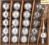 Елочная игрушка Miland С верхушкой НУ-3605 (21 шт, серебристый)