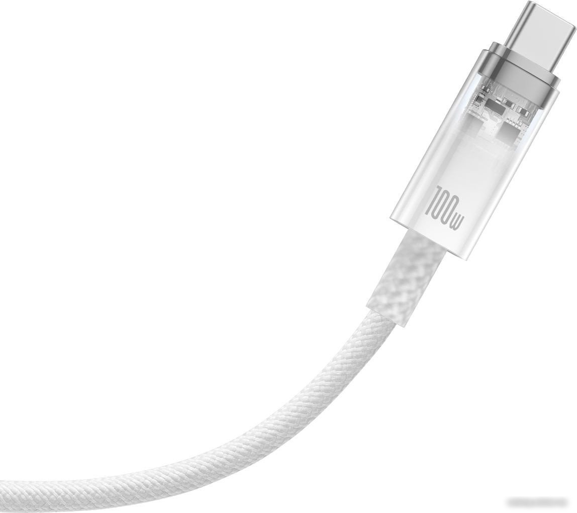 Кабель Baseus Explorer Series Fast Charging Cable Auto Power-Off For Overheating 100W USB Type-C - USB Type-C (1 м, белый)