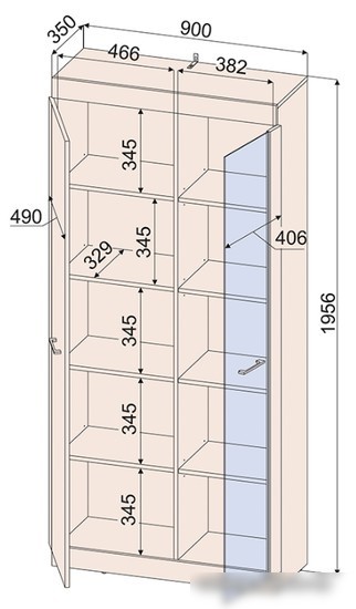 Шкаф-витрина Интерлиния Loft LT-ШВ1 (дуб золотой/антрацит)