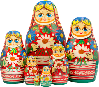 Развивающая игра Брестская Матрешка Девушка с ромашками и васильками в белорусском костюме (набор 7)