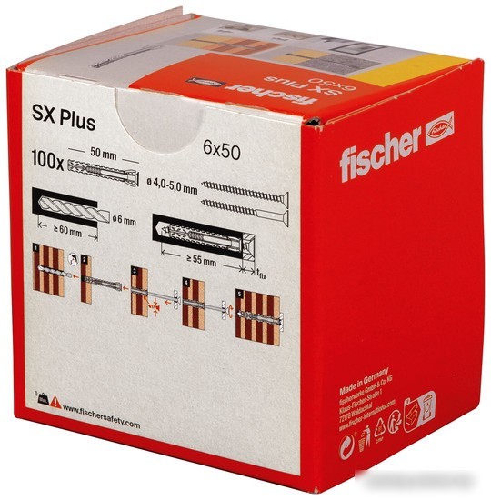 Дюбель универсальный Fischer SX Plus 6X50 568106 (100 шт)