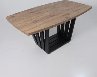 Кухонный стол Listvig Kameron раздвижной 160-205x90 (дуб веллингтон/черный)