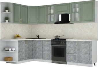 Готовая кухня Интерлиния Мила Шато 1.7x2.9 LV (мята/керамика/опал светлый)