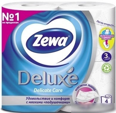 Туалетная бумага Zewa Deluxe Белая 3 слоя (4 рулона)