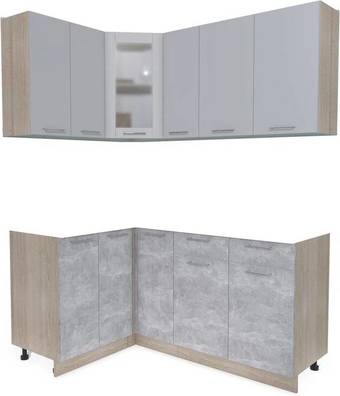 Готовая кухня Интерлиния Мила 12x17 без столешницы (серебристый/бетон)
