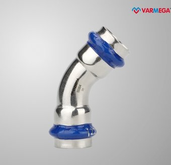 Фитинг Varmega Угольник 45° двухраструбный Inox Press 22x22 VM712002222