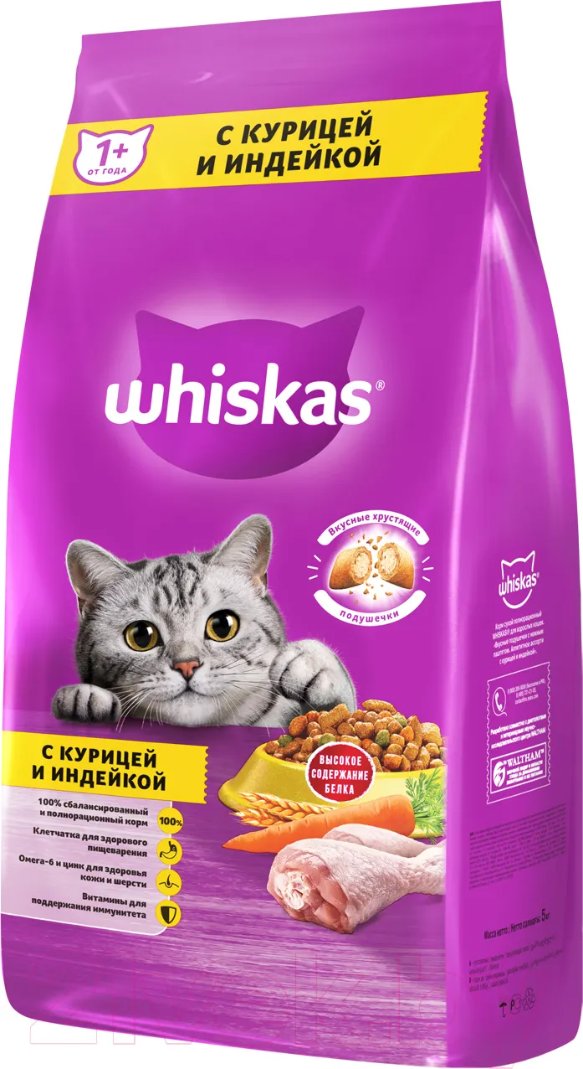 Пресервы Whiskas С курицей и индейкой (5кг+28х85г)