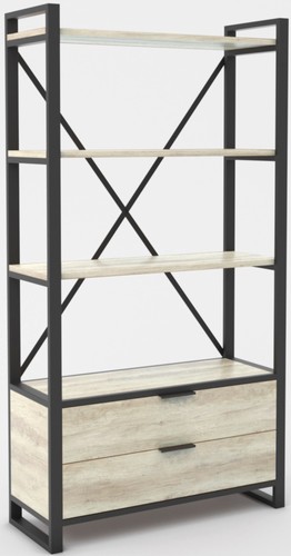 Стеллаж Hype Mebel Стандарт Люкс 50x170 (черный/древесина белая)
