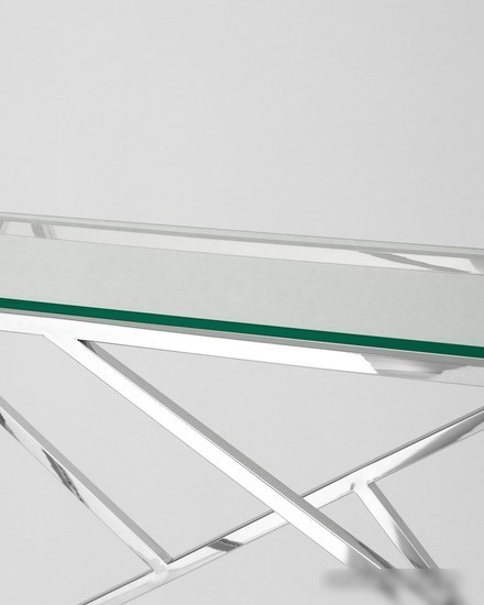 Консольный стол Stool Group Арт Деко 115x30 ECST-015 (прозрачное стекло/сталь серебристый)