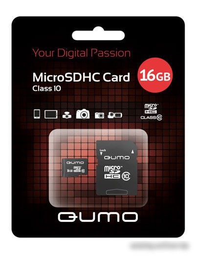 Карта памяти QUMO microSDHC (Class 10) 16GB (QM16GMICSDHC10)