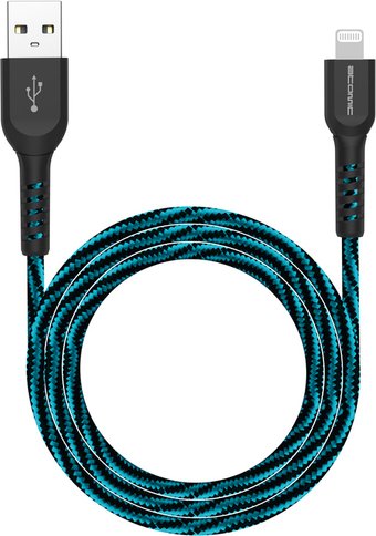 Кабель Atomic Flexstick Game+ 30.328 USB Type-A - Lightning (1.5 м, черный/голубой)
