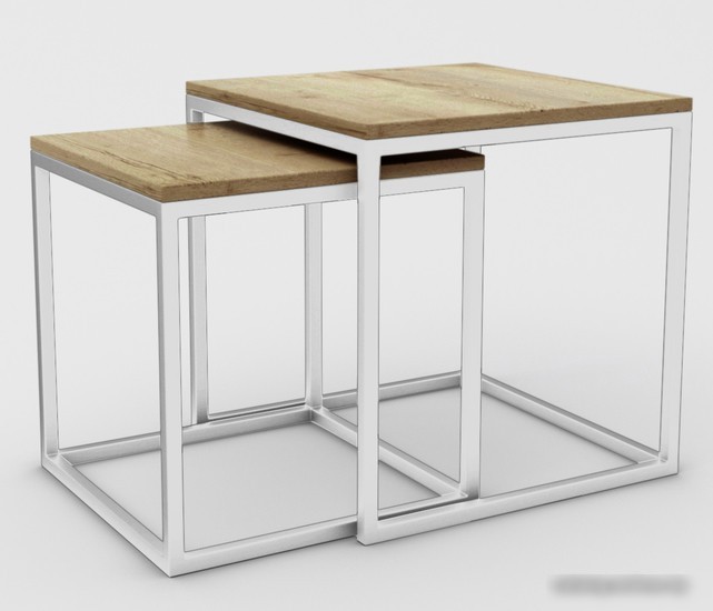 Журнальный столик Hype Mebel Дуэт 40x50-100 (белый/дуб галифакс натуральный) Журнальный столик Hype Mebel Дуэт 40x50-100 (белый/дуб галифакс натуральный)