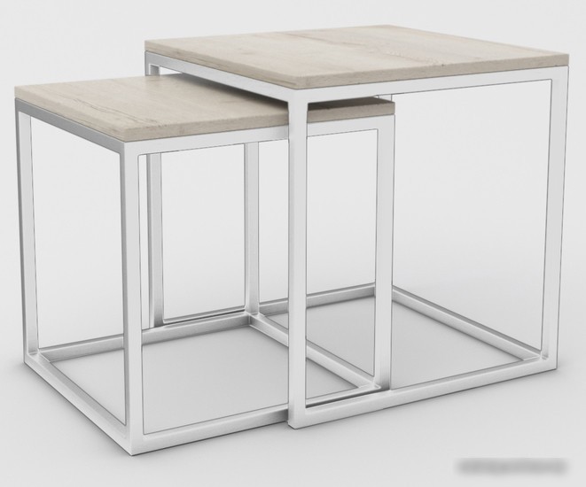 Журнальный столик Hype Mebel Дуэт 40x50-100 (белый/древесина белая) Журнальный столик Hype Mebel Дуэт 40x50-100 (белый/древесина белая)