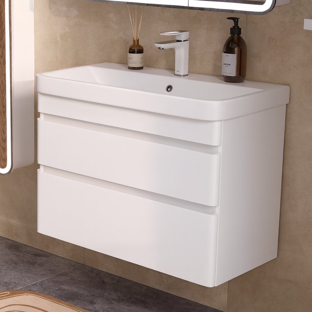 EQUIL Тумба с умывальником Eltoro White 70.2Y 9595 + Volna Найс 70 (подвесная)
