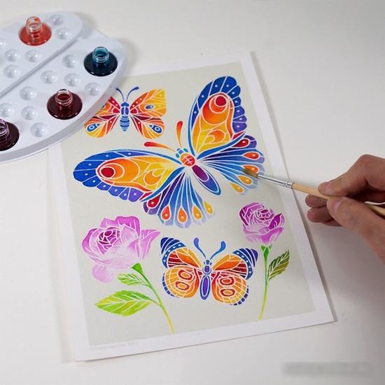 Набор для рисования SentoSphere Aquarellum Цветы и бабочки 6500