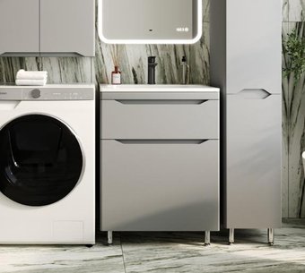 Symbolite Тумба под умывальник Марелла 60 Люкс Plus 2 ящика + Марелла Люкс 60х40 (серый)