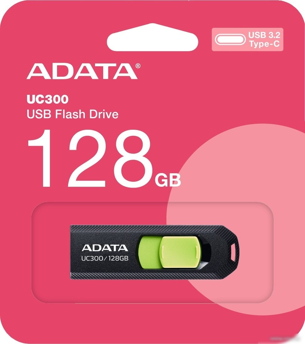 USB Flash ADATA UC300 128GB (черный/зеленый)