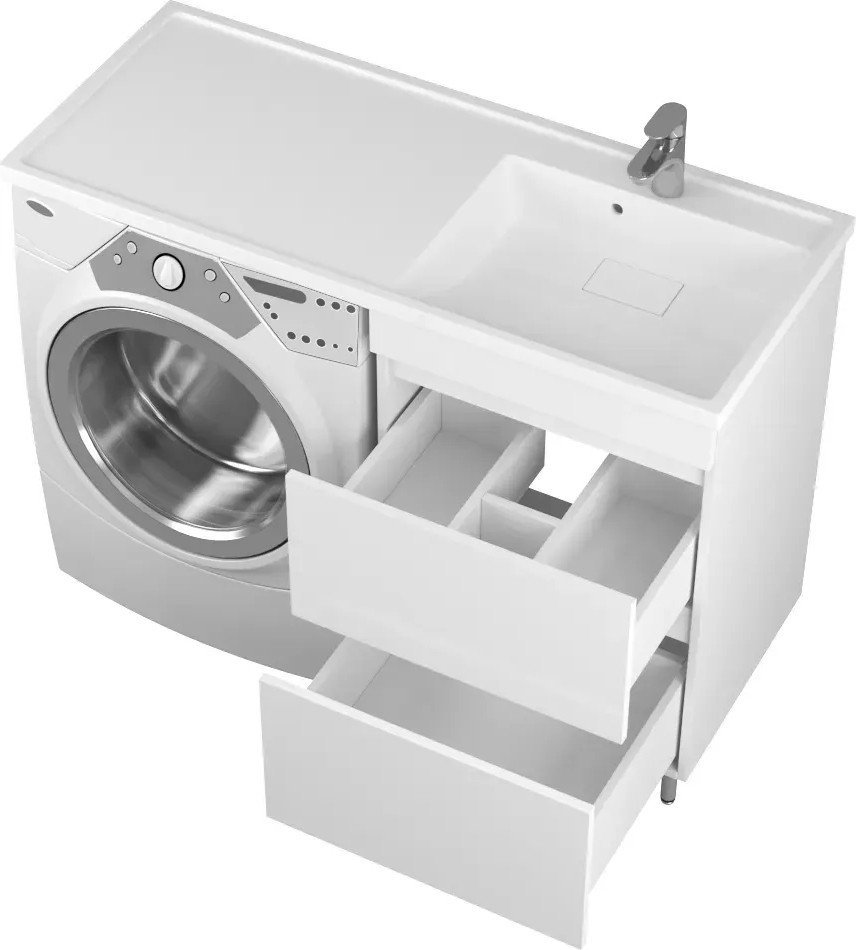 Uncoria Тумба с умывальником Магра 55 2 ящика + Paola Magenta 1200 R (белый)
