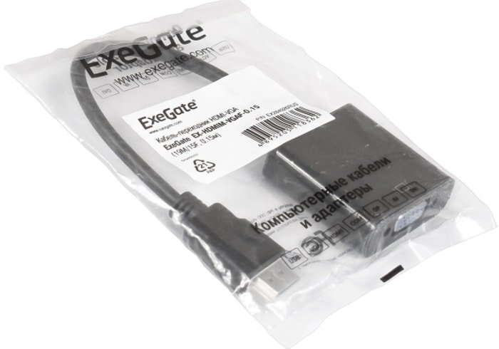 Адаптер ExeGate HDMI - VGA EX-HDMIM-VGAF-0.15 (0.15 м, черный)