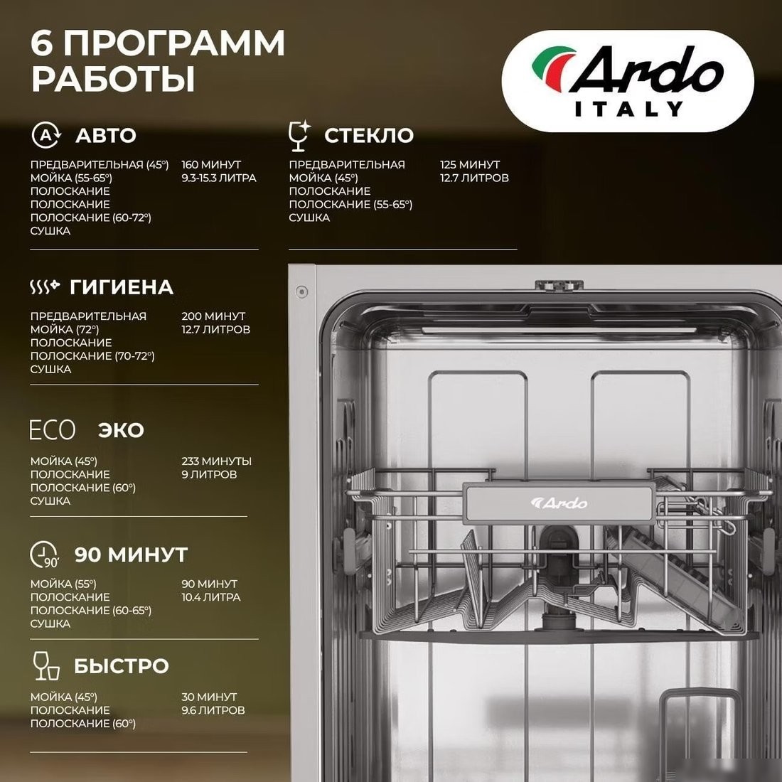 Встраиваемая посудомоечная машина ARDO DBEA10453B2