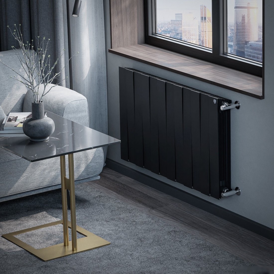 Биметаллический радиатор Royal Thermo PianoForte 500 Черный - 12 секций