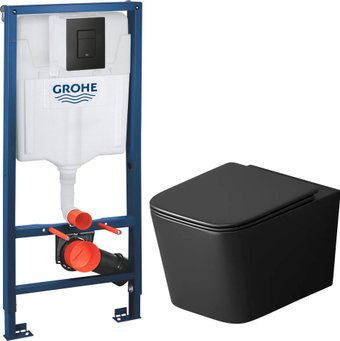 Унитаз подвесной Grossman GR-4404BMSQ + GROHE Solido 38811KF0 (с кнопкой)