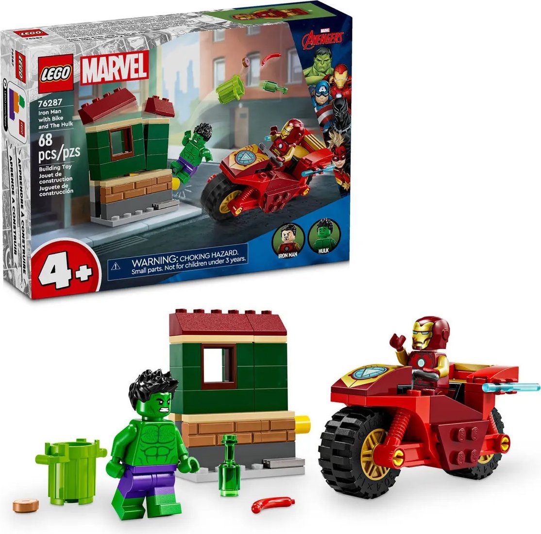 Конструктор LEGO Super Heroes Железный человек на мотоцикле и Халк 76287