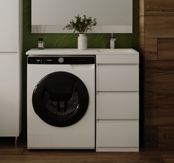 Symbolite Тумба с умывальником Даллас 100 Люкс Plus 3 ящика + Estetus Даллас 100x48 (правый, белый)