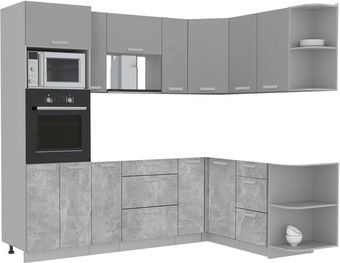 Готовая кухня Интерлиния Мила Лайт 1.68x2.4 правая без столешницы (серебристый/бетон)