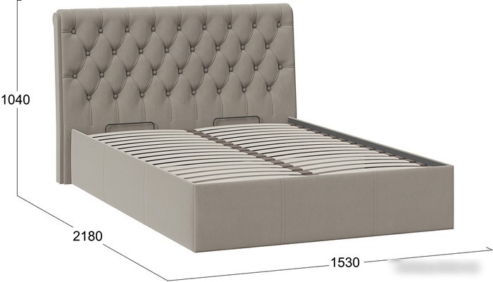 Кровать Трия Скарлет универсальная тип 1 с ПМ 140x200 (велюр мокко темный)