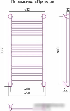 Полотенцесушитель Сунержа Богема+ 800x400 00-0220-8040