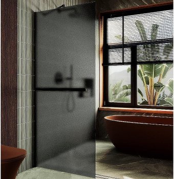Душевая стенка MaybahGlass 99x195 MGD-1462-6ш (графитовое матовое стекло/черный)
