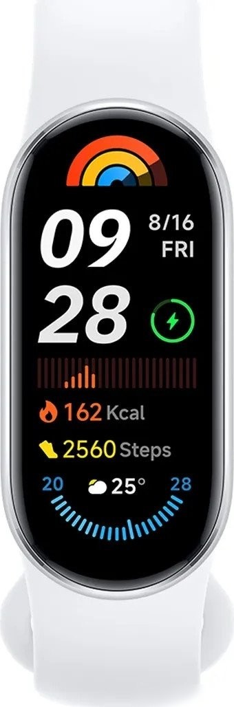 Фитнес-браслет Xiaomi Smart Band 9 (серебристый, со светло-серым силиконовым ремешком, международная версия)