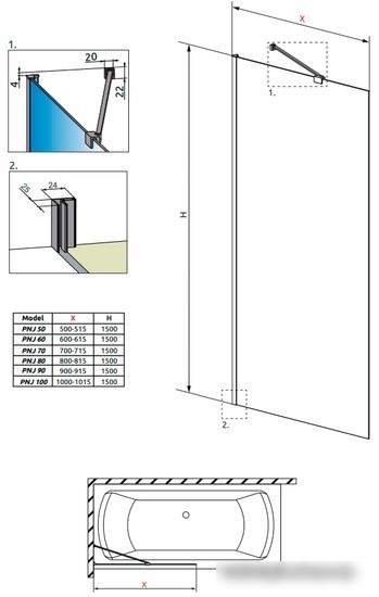 Шторка Radaway Idea PNJ 60