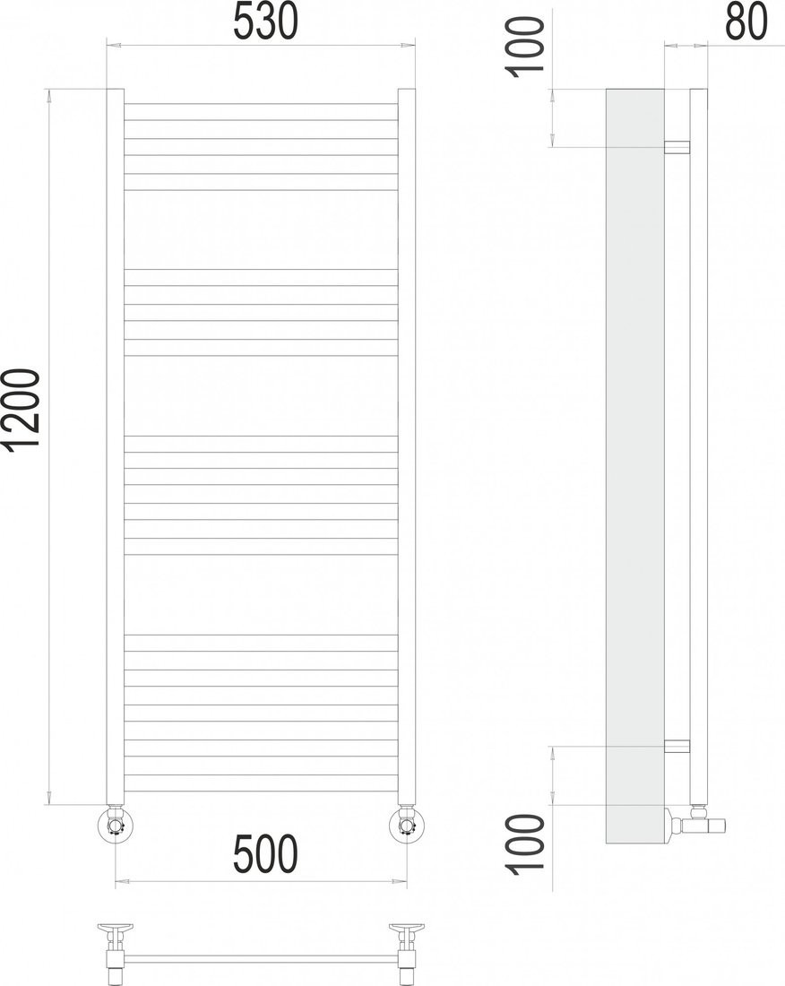 Полотенцесушитель TERMINUS Грета П15 500x1200 (хром)