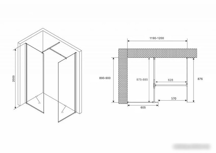 Душевой уголок Abber Immer Offen AG67129B