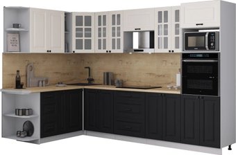 Готовая кухня Интерлиния Мила Деко 1.88x3.0 LV (черный/белый/дуб бунратти)