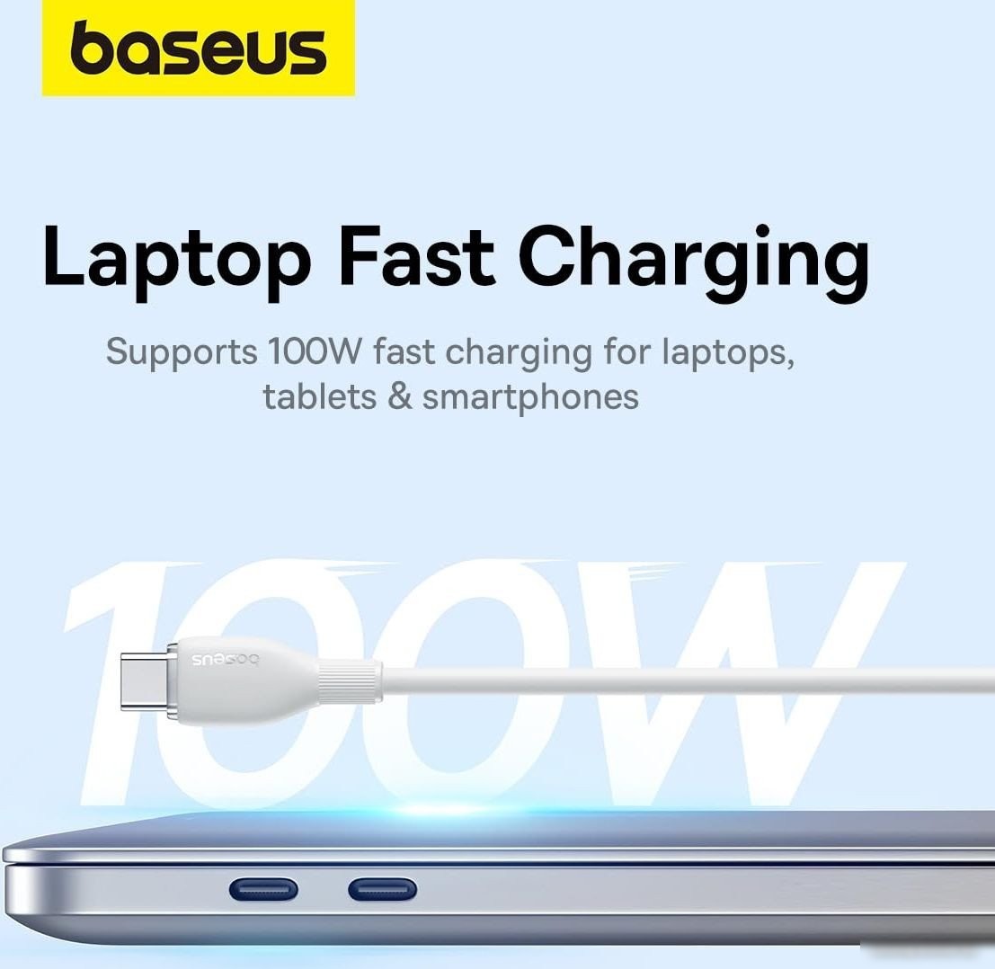 Кабель Baseus Pudding Series Fast Charging Cable 100W USB Type-C - USB Type-C (1.2 м, белый)