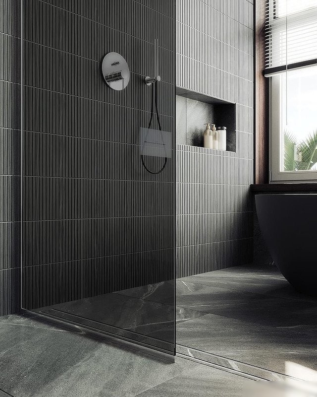 Душевая стенка MaybahGlass 99x195 MGD-1355-4у (графитовое стекло/хром глянцевый)