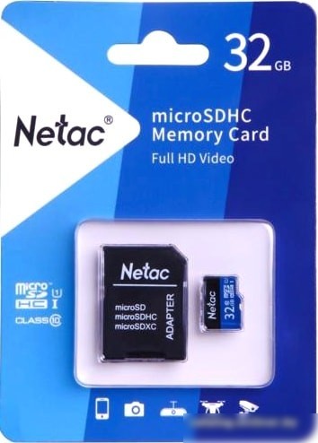 Карта памяти Netac P500 Standard 32GB NT02P500STN-032G-R + адаптер