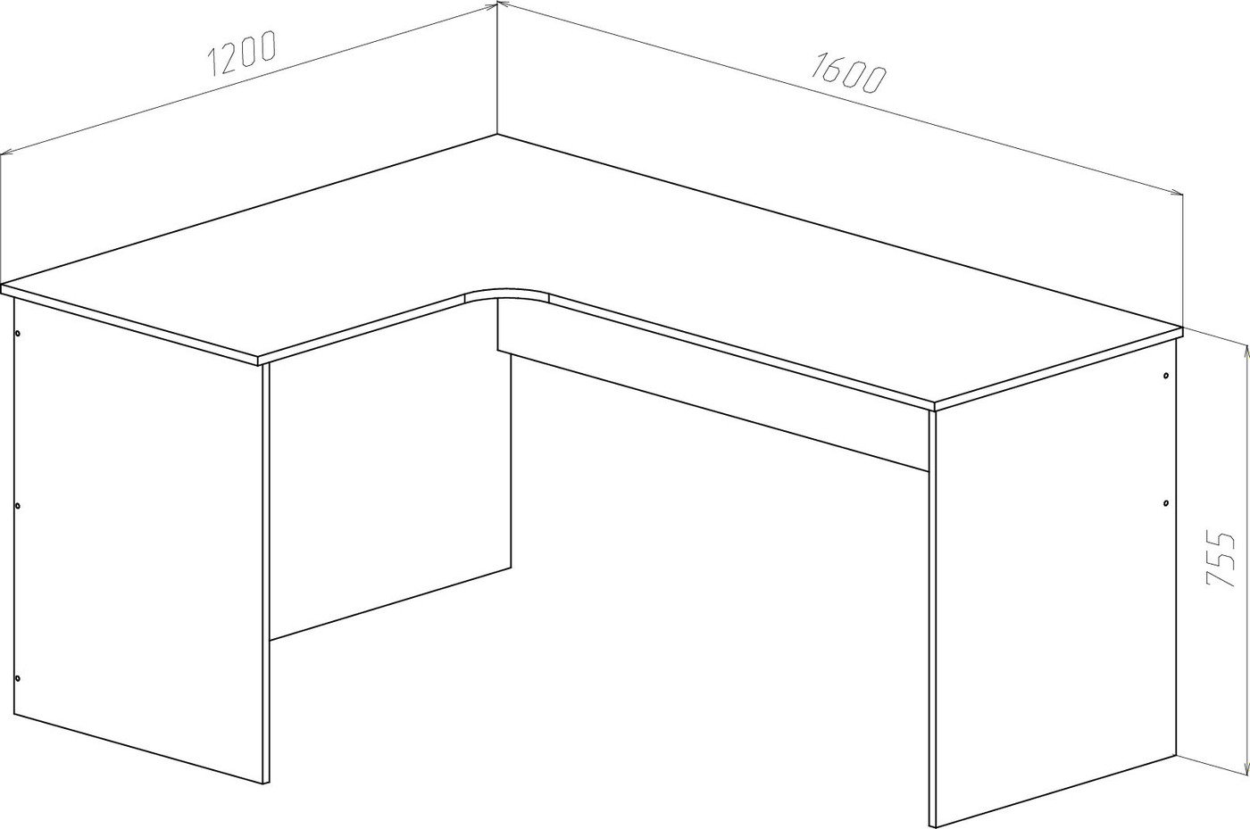 Стол МДК СПУ-П угловой 1600x1200x755 (правый, венге)
