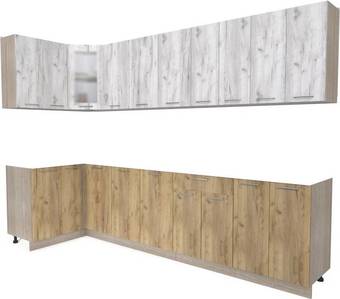 Готовая кухня Интерлиния Мила 12x30 без столешницы (дуб белый/дуб золотой)