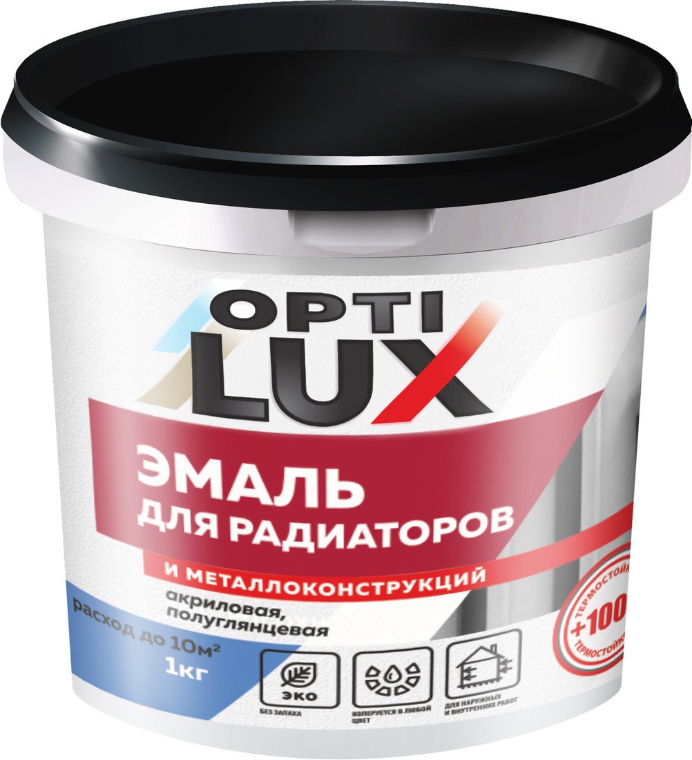 Эмаль Оптилюкс Для радиаторов акриловая 1 кг (белый)