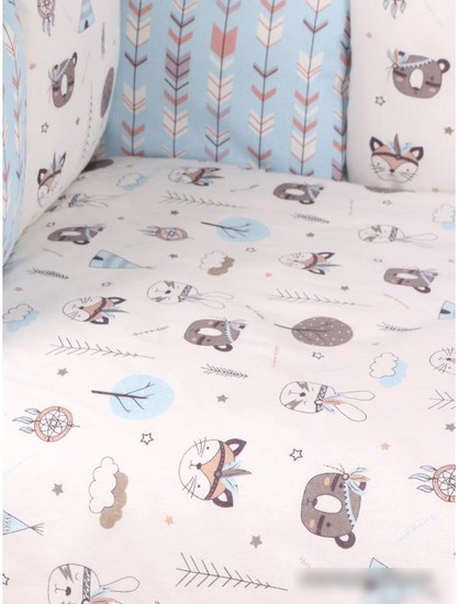 Бампер в кроватку Amarobaby Индейцы (12 подушек, серый/голубой)