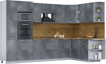 Готовая кухня Интерлиния Мила Лайт 1.88x3.2 правая (бетон потленд/бетон портленд/дуб бунратти)