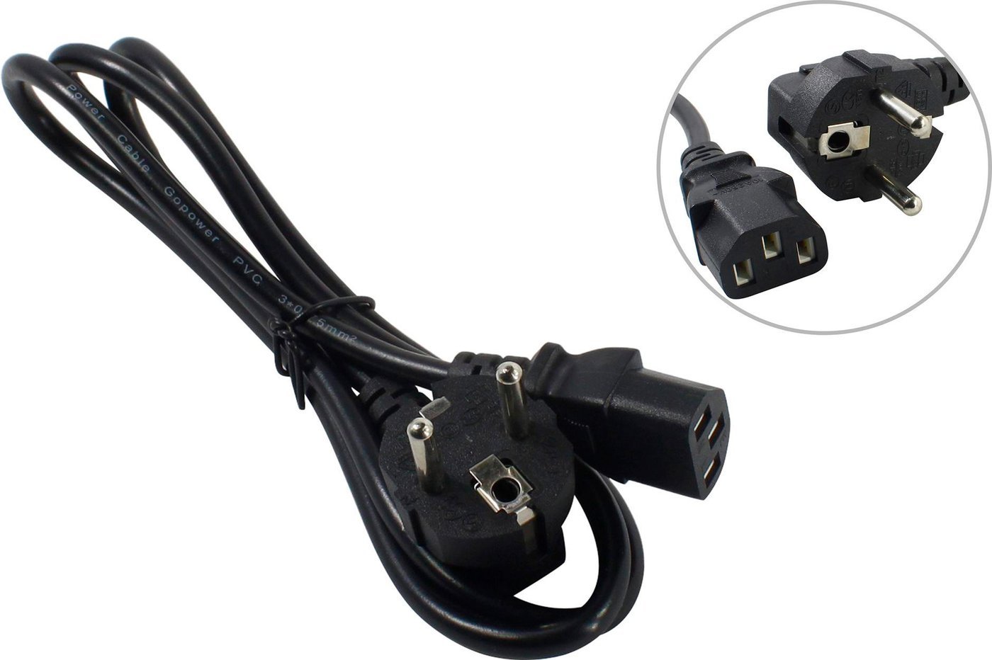 Кабель GoPower 00-00024055 (1.2 м, черный)