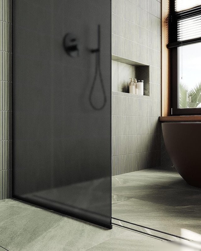 Душевая стенка MaybahGlass 99x195 MGD-1356-6у (графитовое матовое стекло/черный)