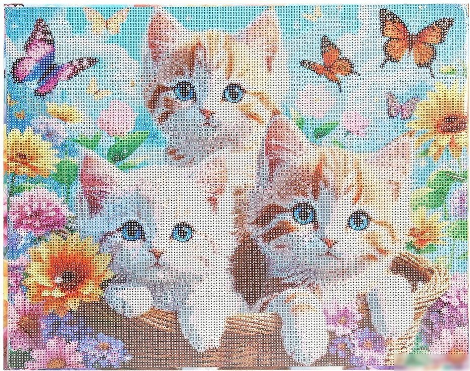 Алмазная мозаика MultiArt Три котенка AM40X50-122125